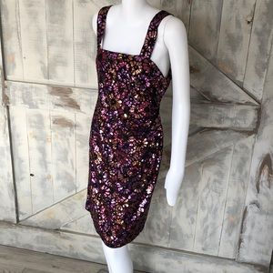 David Meister Floral sequin sleeveless dress